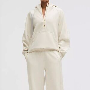 NWT Lululemon Scuba Oversized Half-Zip Hoodie Long | Light Ivory/Gold | M-L